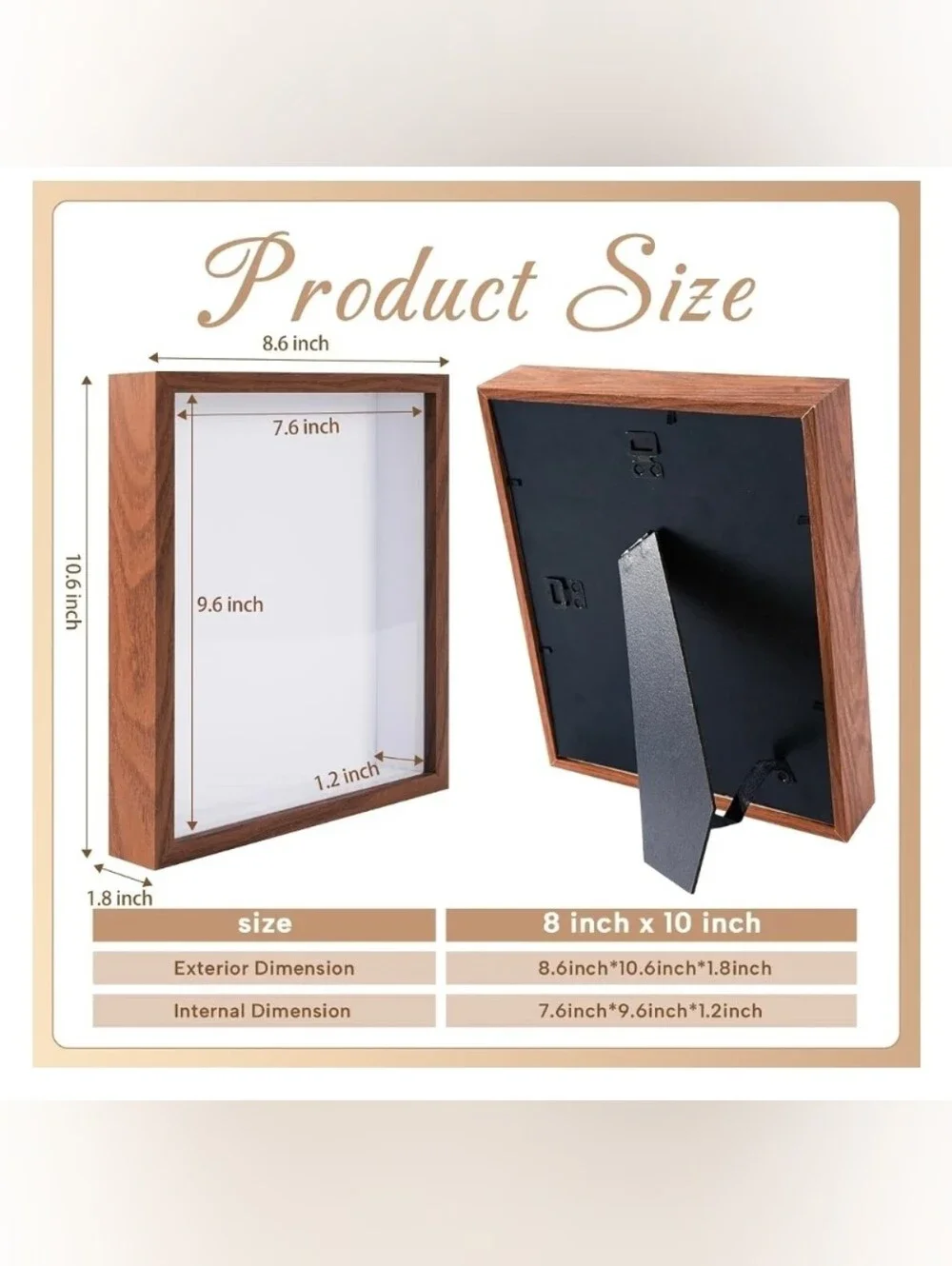 4 Pack 8x10 Shadow Box Frame Display Cases 3D Wood Deep Shadow Boxes | Shadow...